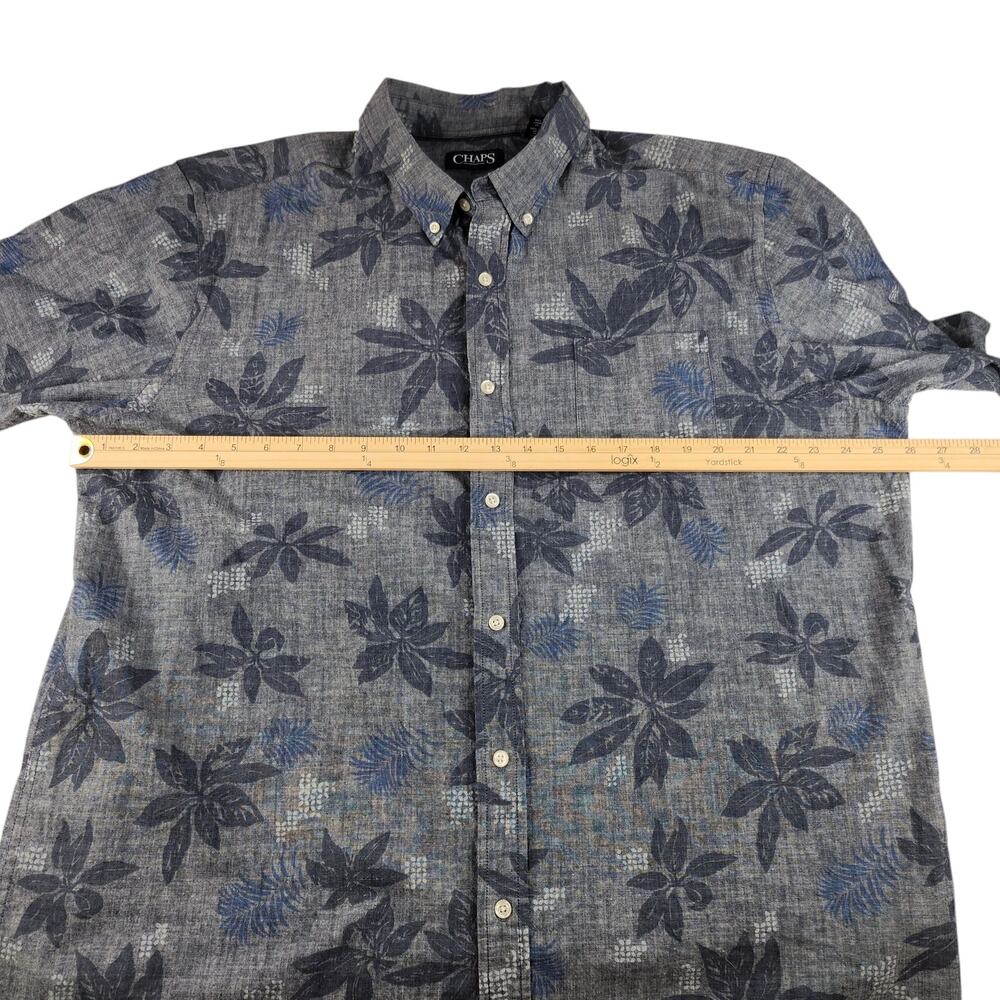 Chaps Shirt Mens XXL 2XL Blue Button Up Down Denim Tropical Floral Collared NWT - Picture 10 of 14